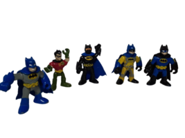 Lot Of 5 Batman Robin Imaginext Figures DC Comics, Blue Green Black Yellow 2.5&quot; - £8.37 GBP