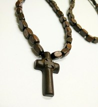 Two Sided Christian Orthodox Greek Religious Pendant Necklace with Wood ... - $14.36