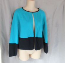 Liz Claiborne sweater cardigan swing  M  blue black color block long sle... - £13.48 GBP