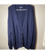 Vtg Lands End Cardigan Grandpa Drifter Sweater Cotton Navy Blue Men’s XL... - £7.41 GBP