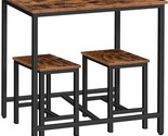 Hoobro 3-Piece Industrial Dining Table Set, Rustic Brown And Black,, And... - $121.99