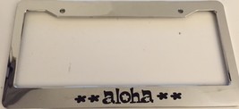 Aloha with Flowery Flowers   - Chrome License Plate Frame -  Hawaiian Hawaii - $21.99
