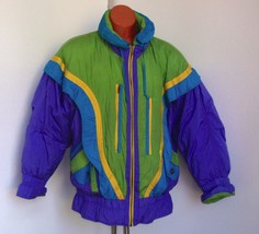 NEW NEIMAN MARCUS Vintage 80&#39;s Neon Puffy Down Ski Snowboard Jacket, Siz... - $1,123.15 MXN
