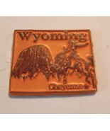 Wyoming die cut rubber fridge magnet orange brown Cheyenne cowboy Stone - $12.51 CAD