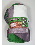MINECRAFT Plush Throw Blanket  50&quot;x 60&quot; Super Soft Green NWT - £15.79 GBP