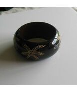 Hand Carved Palm Tree Polished Wood Bangle Bracelet - $19.80