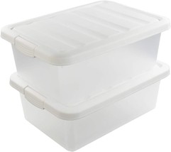 Plastic Bins With Lids, 14 Quart, White, 2 Packs, Wekioger Versatile Storage - £32.20 GBP