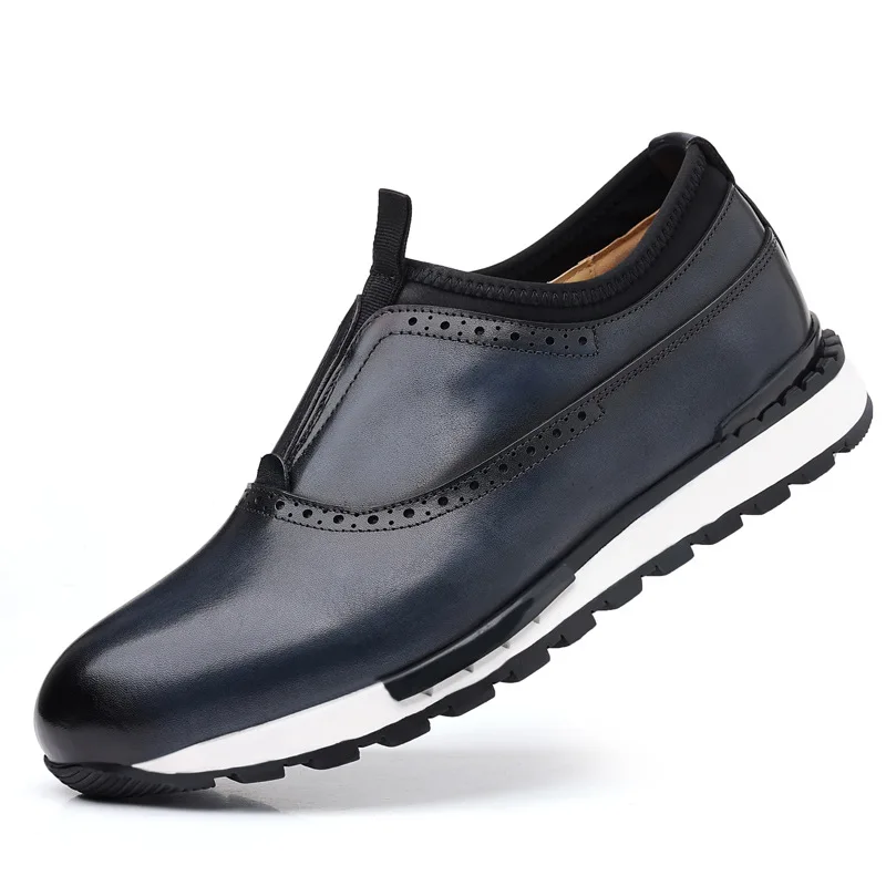 Men s casual shoes lace up genuine leather men s oxfords outdoor men shoes non slip thumb200