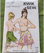 Kwik Sew 203 Pattern womens ladies Pettipants w/Pleat Panties Lingerie S... - $12.85