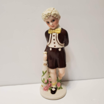 Vintage Holland Mold Figurine of Victorian Boy, Hand Painted and Signed Su&#39;Ben - £27.96 GBP