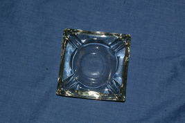 Vintage Square Clear Glass Ashtray Rounded Edge 4 Inch - £4.79 GBP