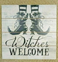 Halloween Witches Welcome Sign Wall Art Door Plaque Wicked Witch Shoes NWT - £13.36 GBP
