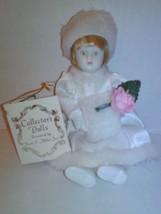 Kurt S Adler 1983 White Silk Fur Porcelain Collectors Doll Ornament w/Rose - $4.95