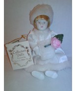 Kurt S Adler 1983 White Silk Fur Porcelain Collectors Doll Ornament w/Rose - £3.91 GBP