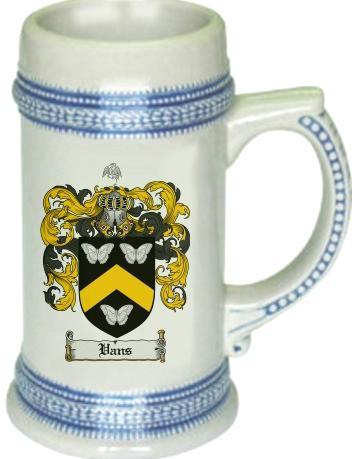 Vans Coat of Arms Stein / Family Crest Tankard Mug