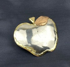 Mixed Metal Brass Copper 3&quot; Apple Pendant Brooch Pin Made in Mexico Vintage &#39;90s - £18.39 GBP
