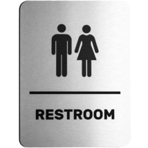 Unisex Restroom Sign (Brushed Aluminum) - Men and Women Modern Restroom Sign - B - £23.90 GBP