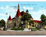 Post Office Building Street View Saginaw Michigan MI Linen Postcard S13 - $2.92