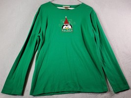 M&amp;C Sportswear T Shirt Top Womens Size XL Green Christmas Long Sleeve Round Neck - £6.76 GBP