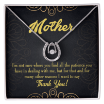Mother Patience Lucky Horseshoe Necklace Message Card 14k w CZ Crystals - £41.85 GBP+