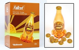 Fallout 4 Nuka Cola Orange Glass Rocket Bottle + 10 Bottle Caps Replica Figure - £37.91 GBP