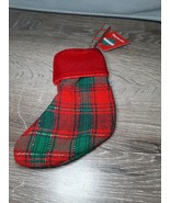 (1) December Home Mini Stocking, Red and Green Plaid. Gift cards Holder - €13,59 EUR