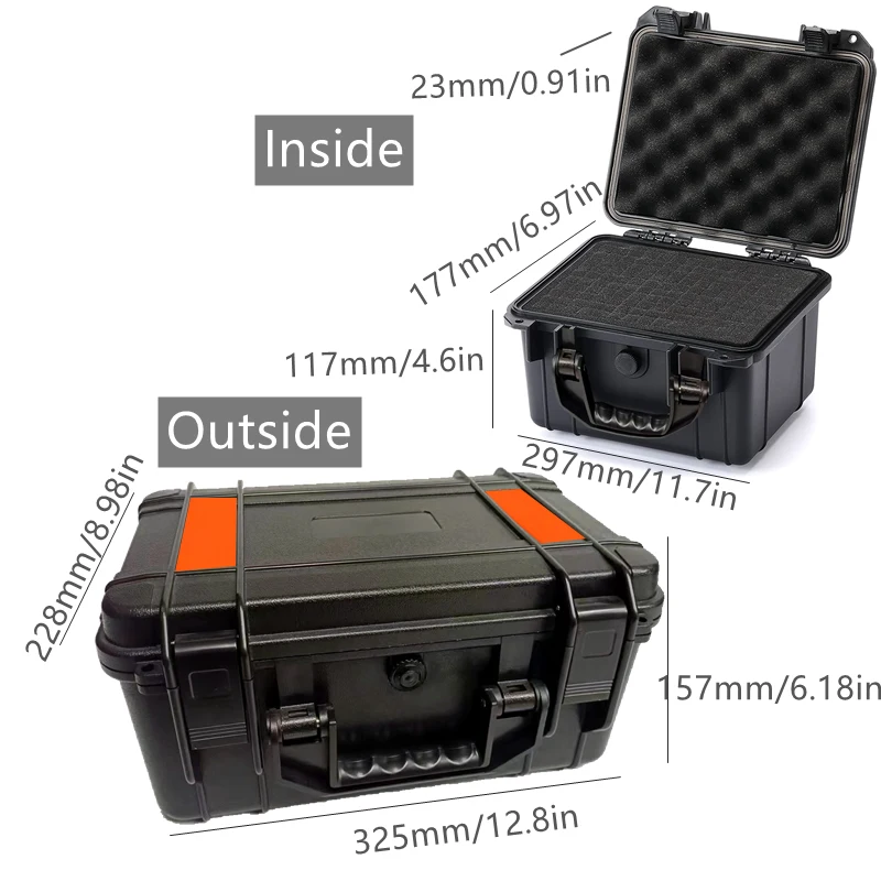 Tool Box with Reflective Strip Sealed Waterproof Tool Case Dry box Instruments S - £76.91 GBP
