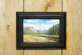 Original oil on canvas 12&quot;x16&quot;  riverside landscape painting with wood frame. - £239.00 GBP