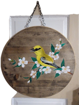 BLUE-WINGED Warbler Wildlife Painting Original Realistic Bird On Solid Wood - £39.47 GBP