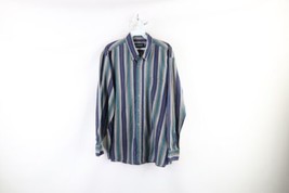 Vintage 90s Streetwear Mens XL Faded Rainbow Striped Collared Button Down Shirt - £31.61 GBP