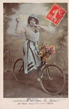 Beautiful Young French WOMAN-BICYCLE-FAHRRAD-VELO~1919 Photo Postcard - £9.56 GBP
