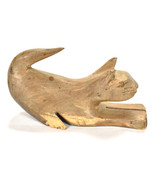 Vintage Carved Wooden Cat Playful Kitten Figurine - $738.59 MXN