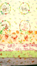 Fabric Red Rooster &quot;Beatrix Potter Farm&quot; Turn of Century 6 Pc Bunnies Pi... - £7.14 GBP