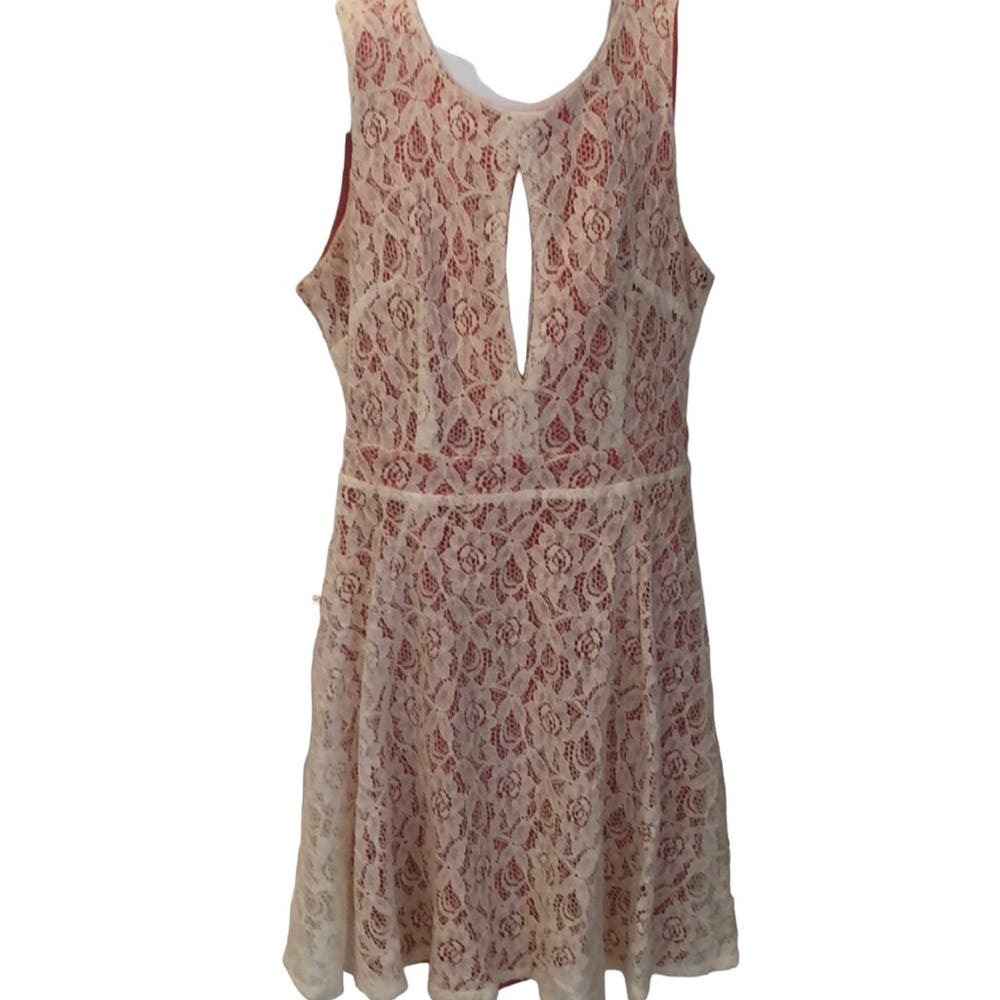 Material Girl open back lace dress with coral underlay juniors size S - $17.82