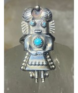Kokopelli ring turquoise Navajo sterling silver women - £130.83 GBP