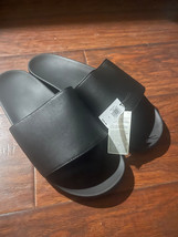 Banana Republic Rich Black Mens Shoes Leather Pool Slides, Multi Sizes, Comfort - £30.07 GBP+