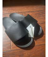 Banana Republic Rich Black Mens Shoes Leather Pool Slides, Multi Sizes, ... - £30.07 GBP+
