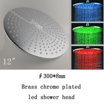 12&quot; Round Temperature Sensor Changing Color LED Showerhead, Polished Chrome - £117.37 GBP