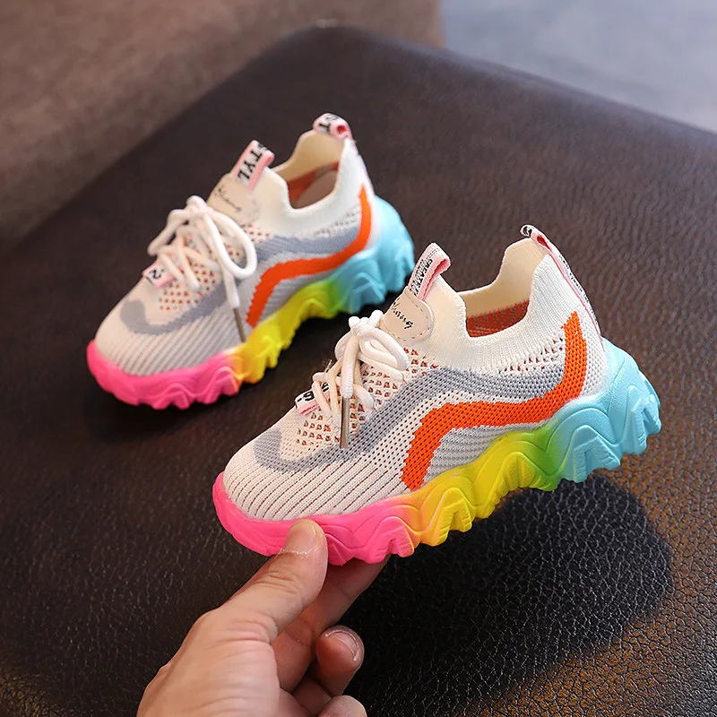  shoes for girls sport shoes fashion rainbow breathable baby shoes soft bottom non slip thumb200