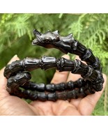 Ebony Wood DRAGON Design  Bangle Bracelet, Statement Jewelry, Handmade 7... - $108.12 CAD