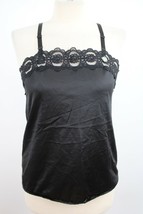 Vtg Sliperfection M Black Nylon Tricot Antron Lace Trim Camisole Tank Top - £23.17 GBP