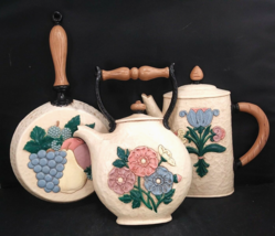 Set Of 3: Kitchen Wall Plaques : Skillet 3310 Teapot 3309 Coffee Pot 3311    OBO - £18.98 GBP