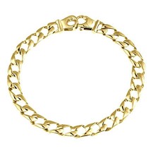 Hombres Plano Cubano Pulsera de Eslabones 14k Oro Amarillo Hecho a Mano 14.5 Gr - £1,199.54 GBP