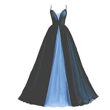 An item in the Fashion category: Gothic Ball Gown Wedding Prom Dresses Spaghetti Straps Black Tulle Sky Blue 8