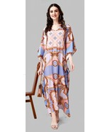Indian Printed Feather Light Pink Kaftan Dress Women Nightwear - £23.30 GBP