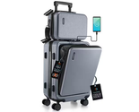2-Piece Gray Carry-On Weekender Luggage Set Expandable Spinner with USB ... - $168.62