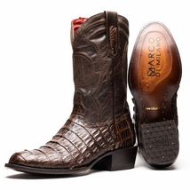 PHOENIX Genuine Caiman Belly Skin Cowboy Boot from the Western Collection Brown image 3