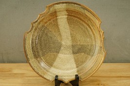 Vintage Studio Art Pottery JACKIE Tri Tone Sand Beige Shark Bite Serving Plate - £22.01 GBP