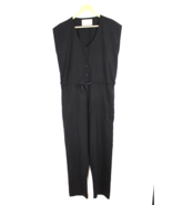 Hackwith Design House S Black Sleeveless Drawstring Maya 4/8 Jumpsuit Pants - £67.54 GBP