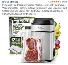 InstaSeal Food Vacuum Sealer Machine Upright Food Saver, Seal Liquids w/... - $104.10 CAD
